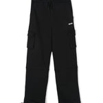 MSGM Kids Pantaloni Stile Cargo Neri con Logo per Bambini
