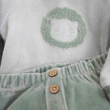 Minibanda Tutina Spezzata Verde Salvia con Leoncino per Neonati