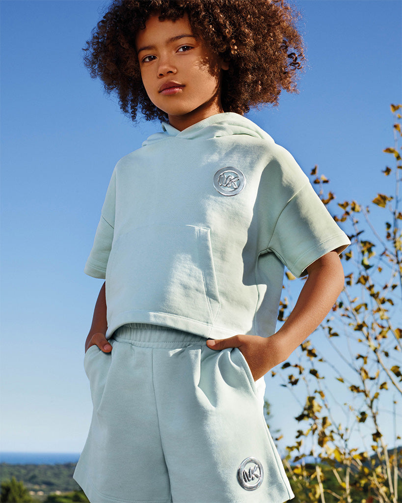 Michael Kors Kids Felpa Verde Acqua con Logo per Bambine