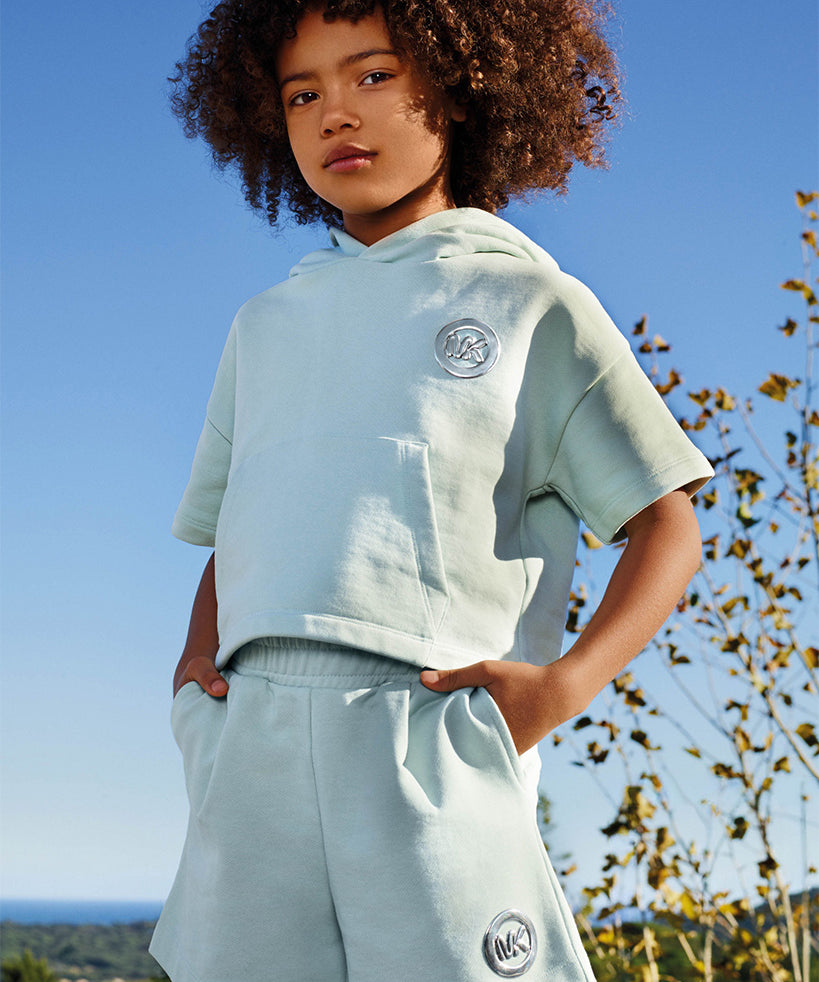 Michael Kors Kids Felpa Verde Acqua con Logo per Bambine