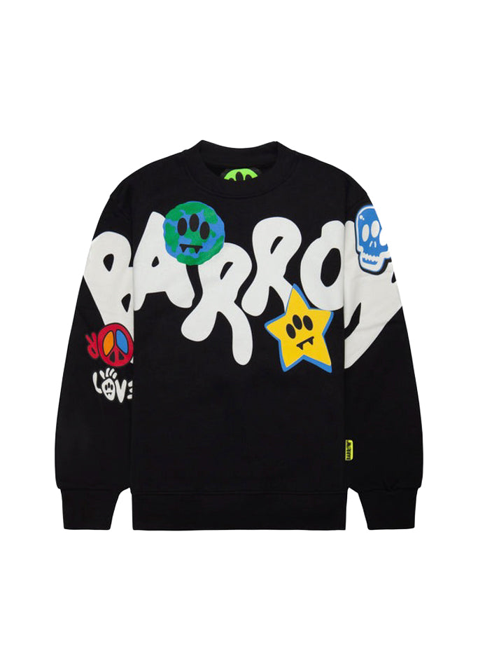 Barrow Kids Felpa Nera con Stampa Logo per Bambini