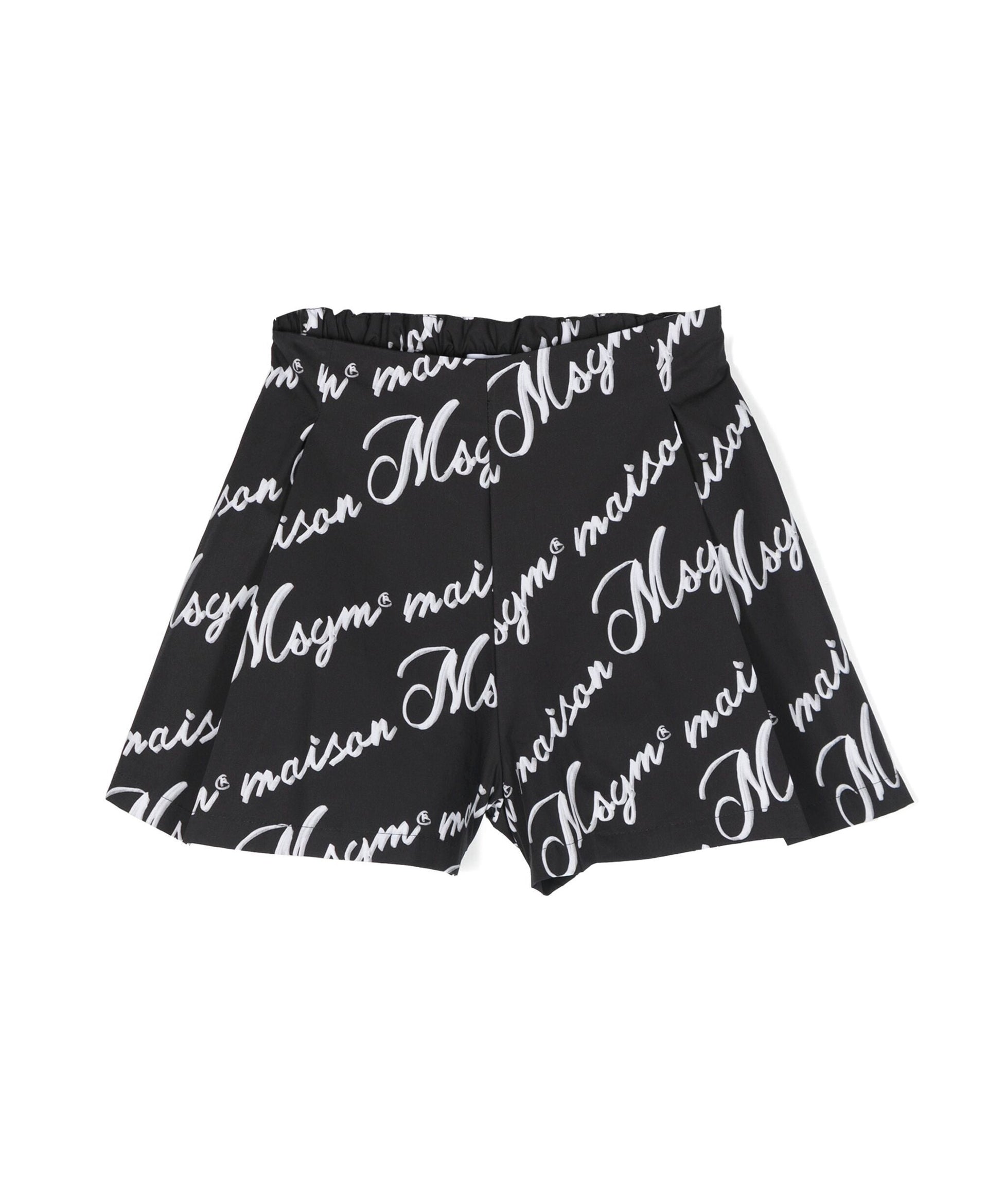 MSGM Kids Bermuda Nero con Stampa Logo All-over Florence Kids 