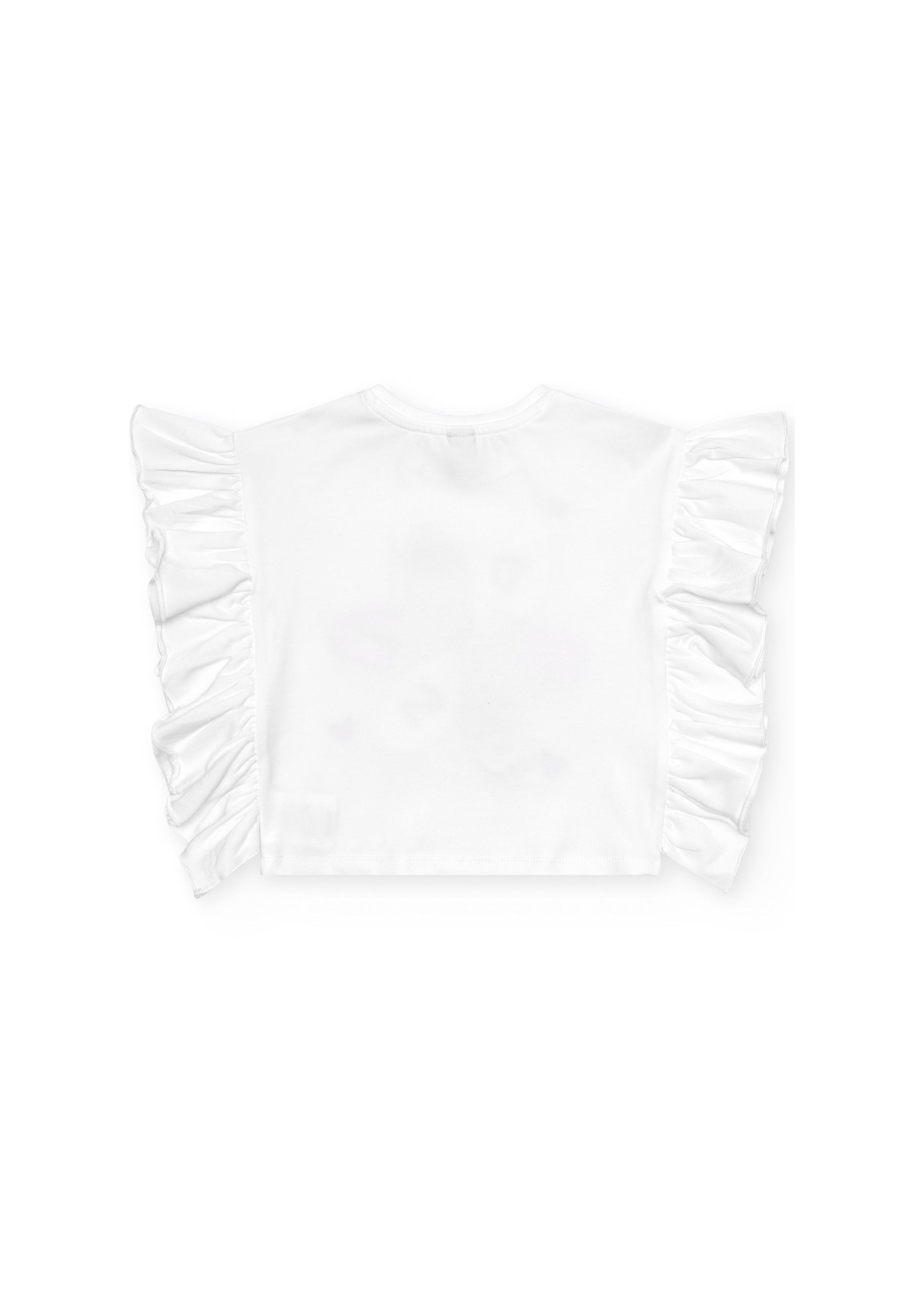 Tuc Tuc T-shirt Bianca con Fiore e Volant per Neonate