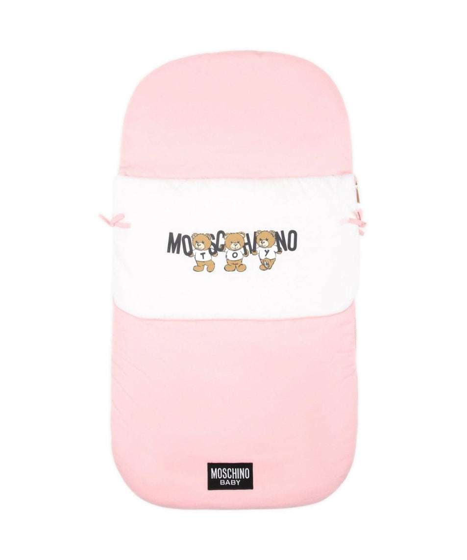 Moschino Kids Sacco Nanna Rosa con Logo Teddy Bear per Neonate