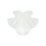 Blumarine Kids Abito Bianco con Gonna Volant per Neonate