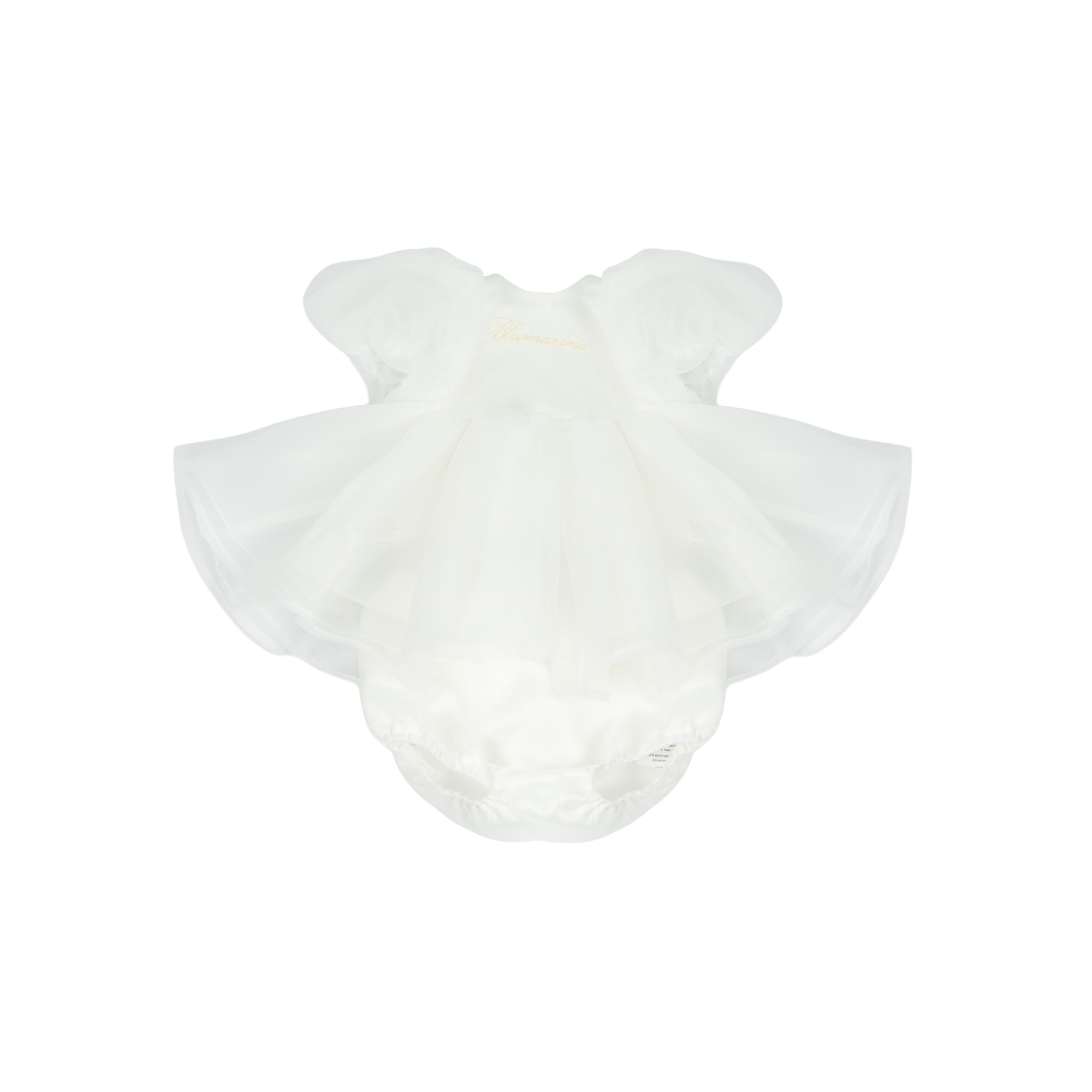 Blumarine Kids Abito Bianco con Gonna Volant per Neonate