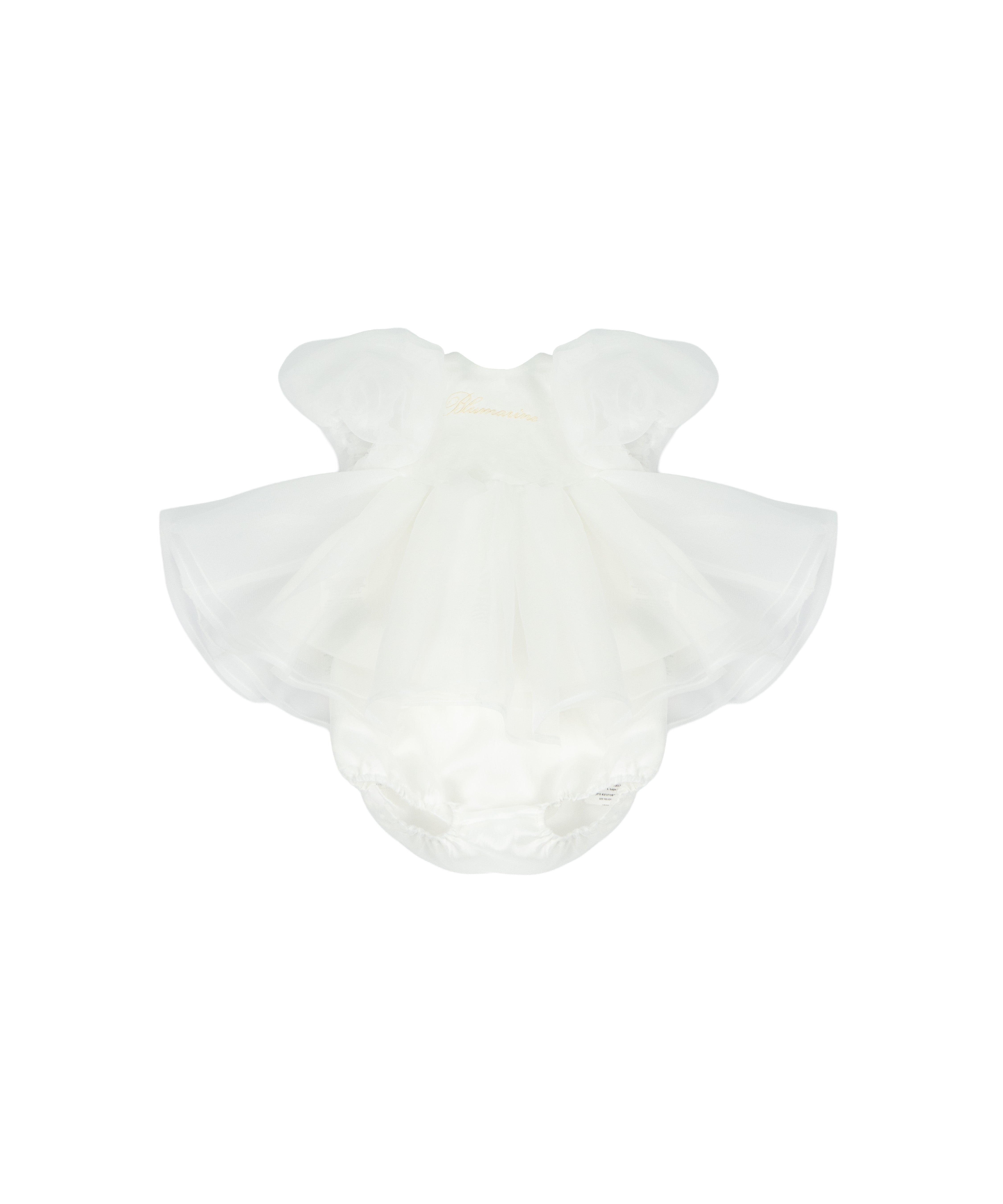 Blumarine Kids Abito Bianco con Gonna Volant per Neonate