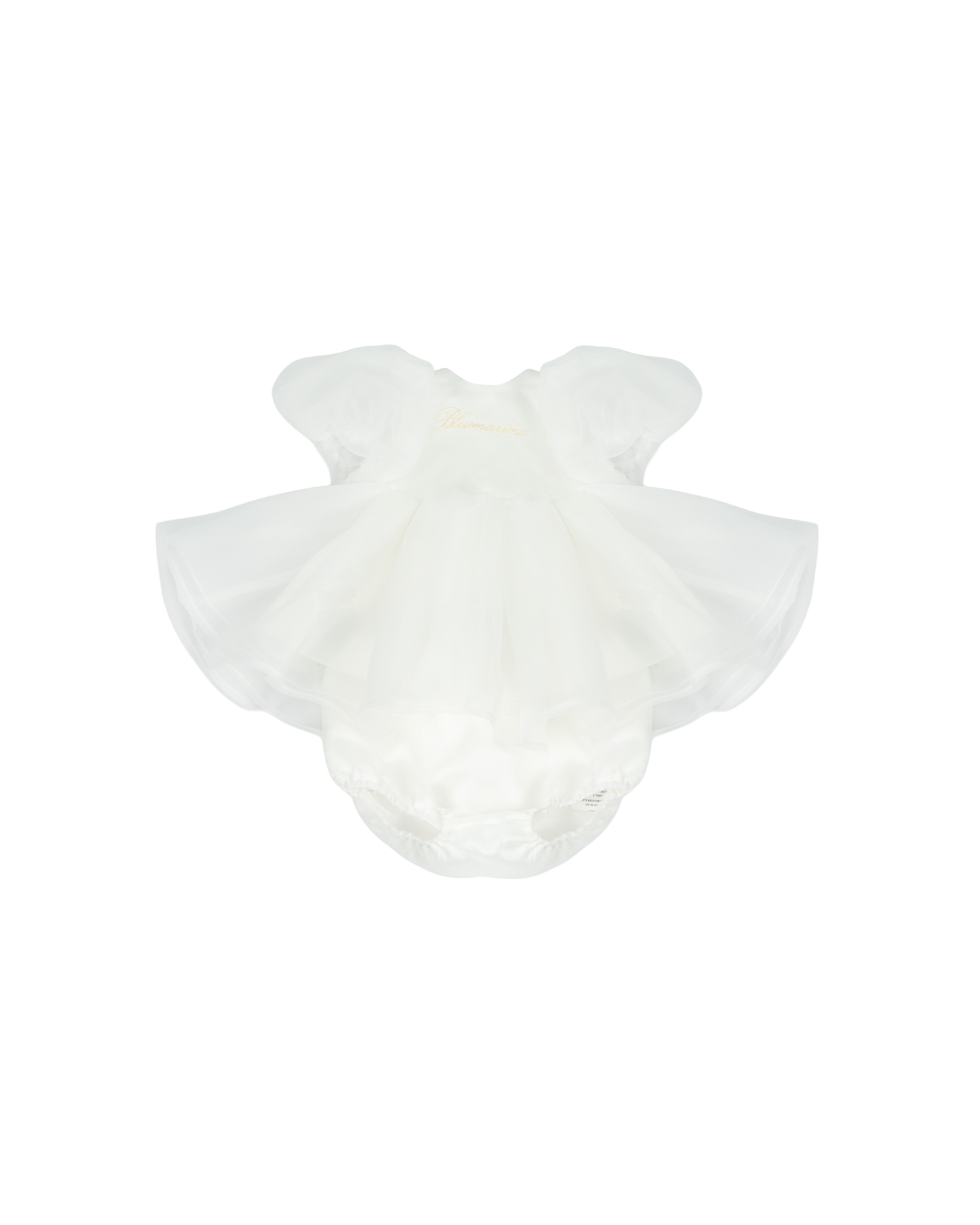 Blumarine Kids Abito Bianco con Gonna Volant per Neonate