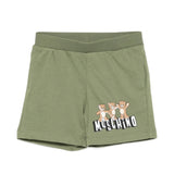 Moschino Kids Short Verde con Logo Teddy Bear per Neonati