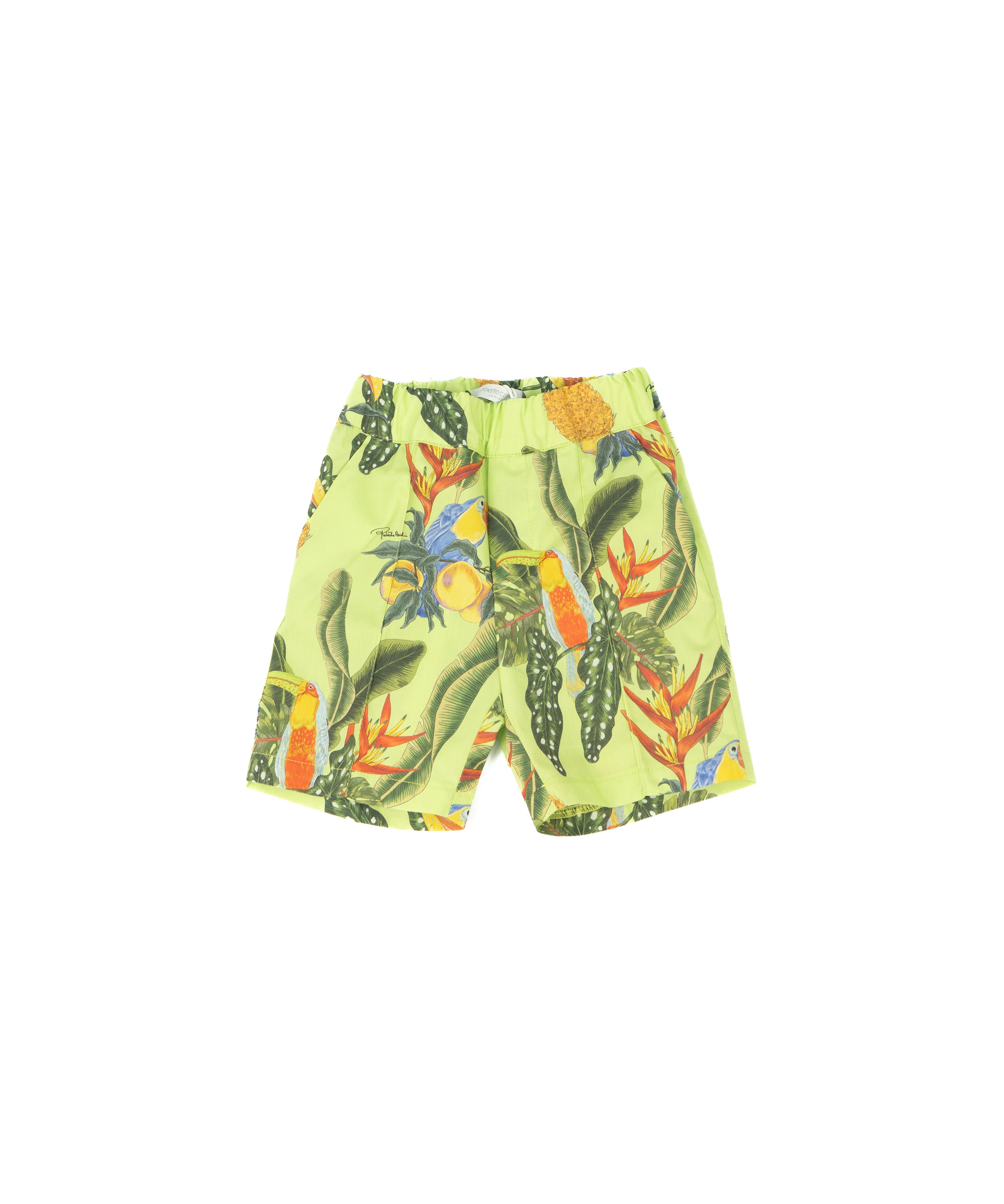 Roberto Cavalli Kids Bermuda Verde Lime a Fantasia per Neonati