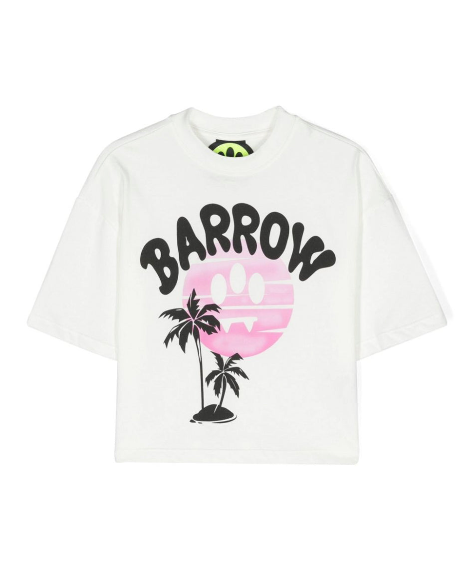 Barrow Kids T-Shirt Bianca con Stampa Logo per Bambine