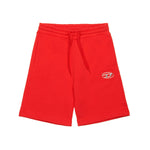 Diesel Kids Short in Felpa Rosso con Logo Oval D Metallico per Bambini