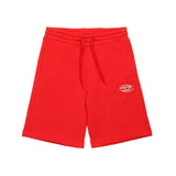 Diesel Kids Short in Felpa Rosso con Logo Oval D Metallico per Bambini