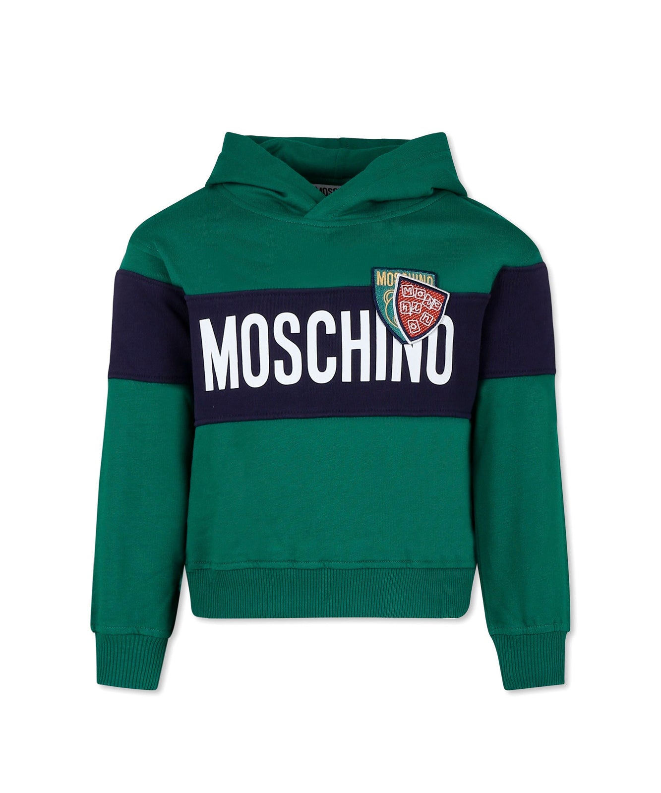 Moschino Kids Felpa Verde con Cappuccio con Logo per Bambini