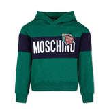 Moschino Kids Felpa Verde con Cappuccio con Logo per Bambini