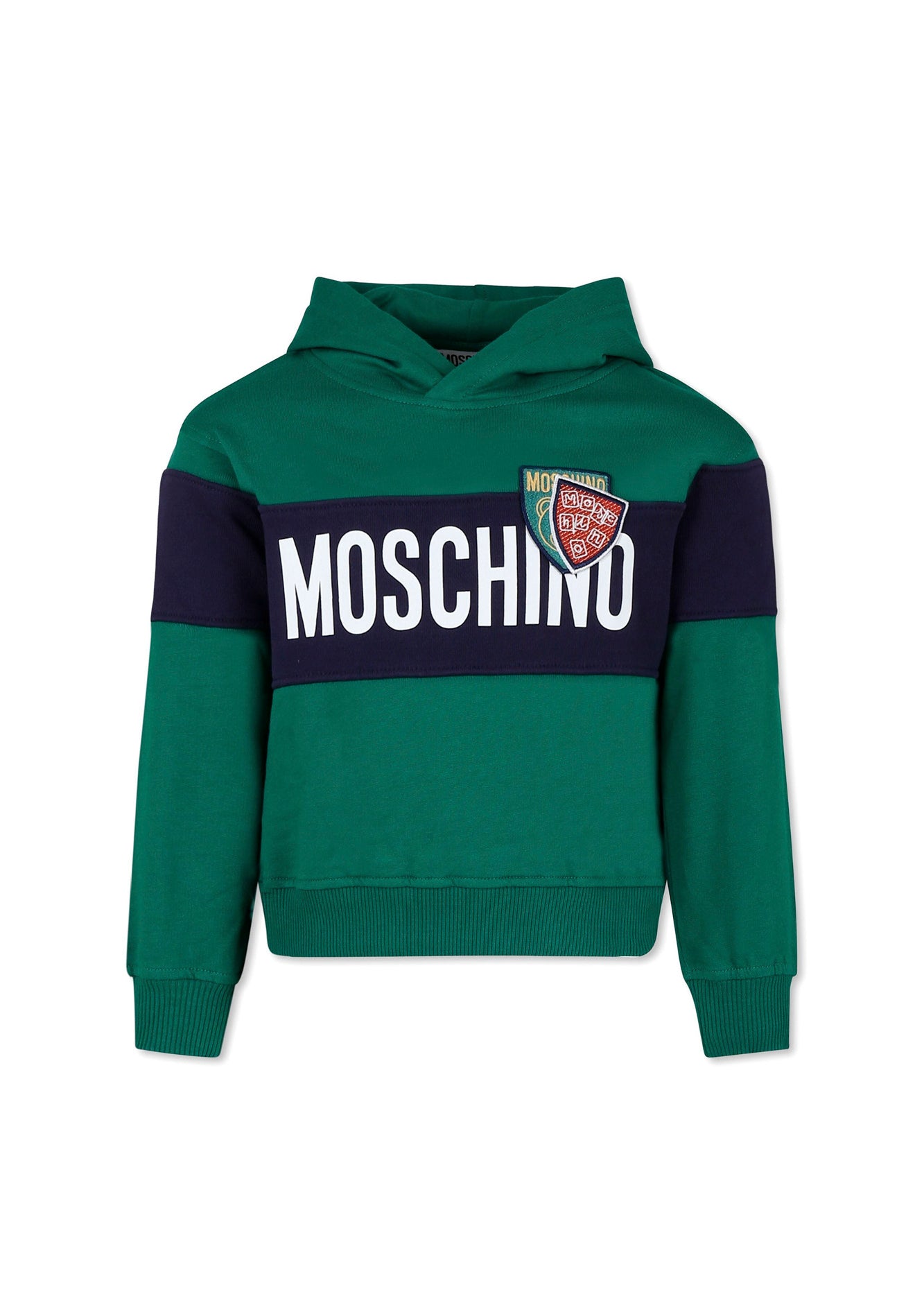 Moschino Kids Felpa Verde con Cappuccio con Logo per Bambini