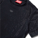 Diesel Kids T-shirt Nera con Applicazione Strass per Bambine (dettaglio)