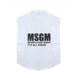 MSGM Kids Camicia Celeste Giro Maniche con Stampa per Bambini (retro)