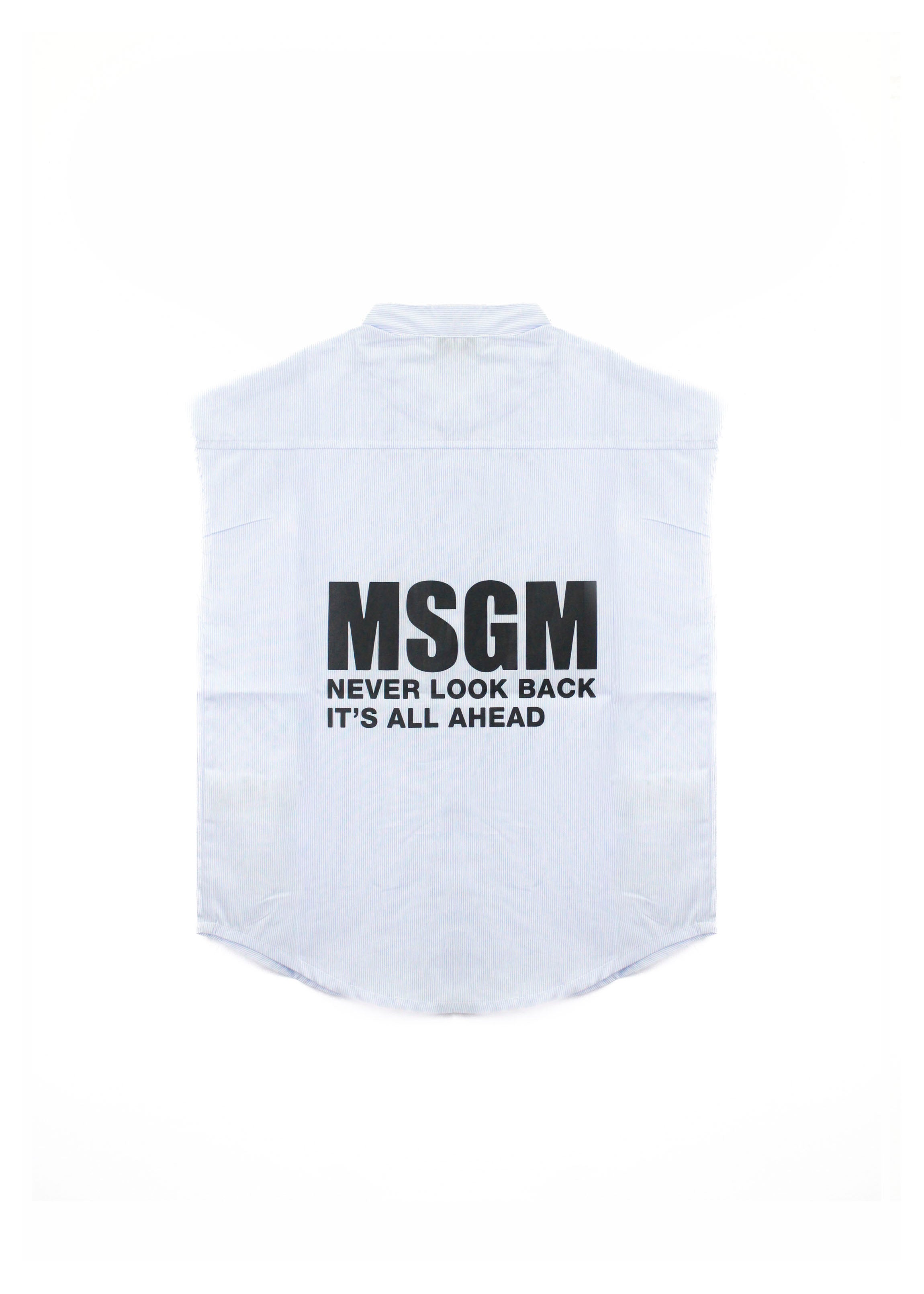 MSGM Kids Camicia Celeste Giro Maniche con Stampa per Bambini (retro)