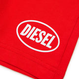 Diesel Kids Ciclista Rosso con Stampa Logo Oval Unisex per Neonati