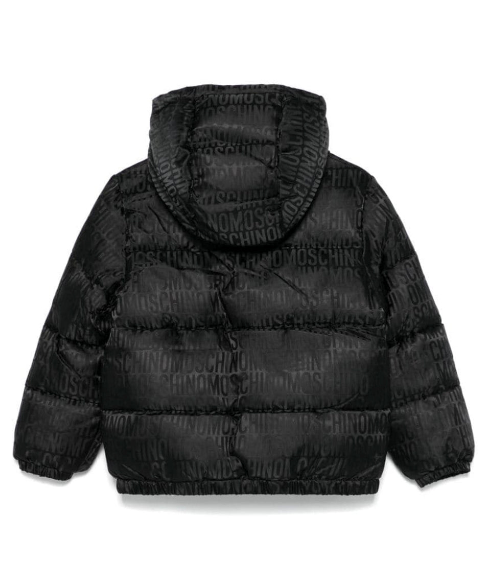 Moschino Kids Giubbino Nero con Logo Jacquard per Bambini (retro)