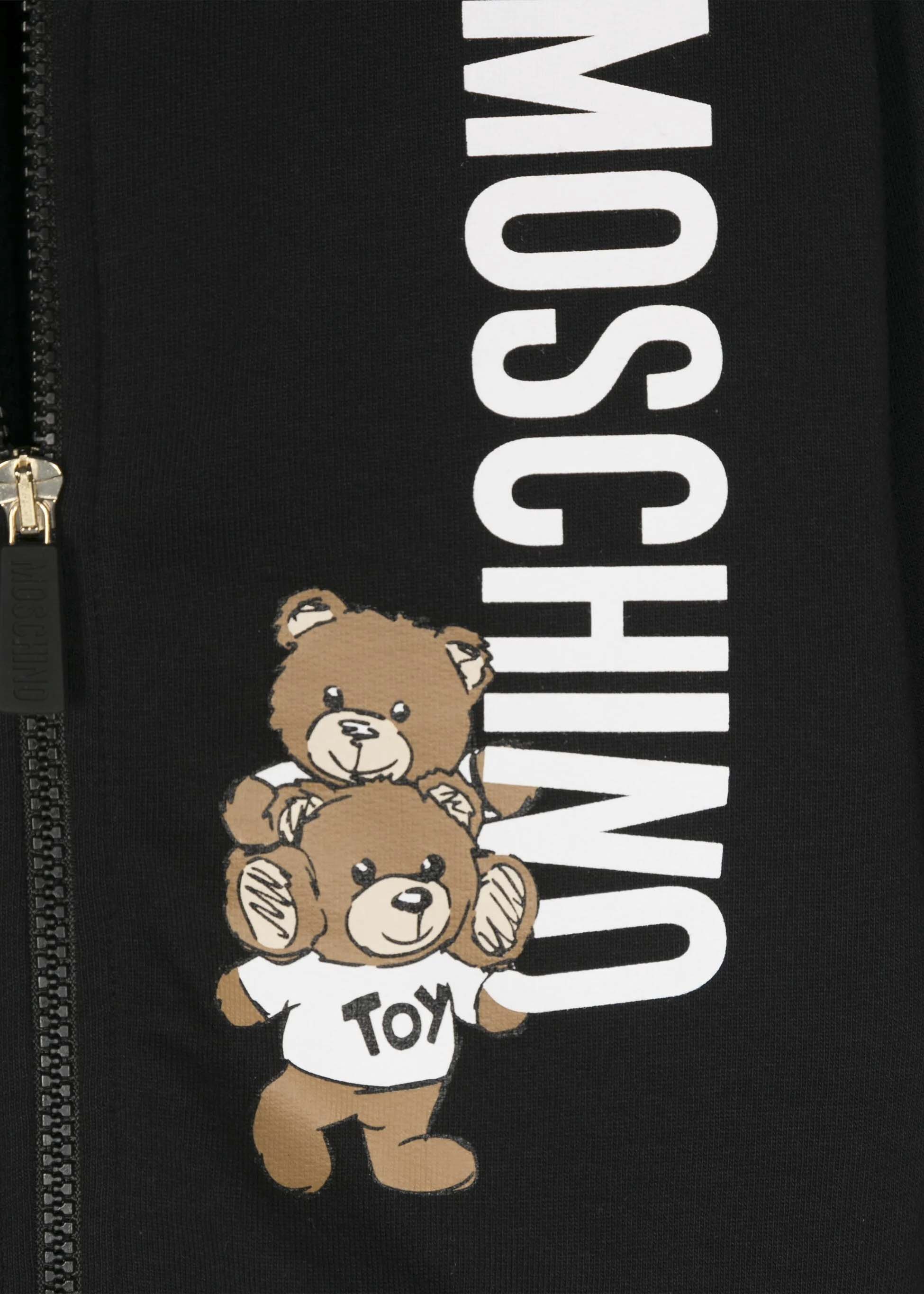 Moschino Kids Felpa Nera con Cappuccio e Zip per Bambini