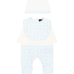 John Richmond Kit Tutina con Cappellino e Bavetta Cielo per Neonati