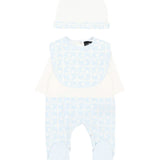 John Richmond Kit Tutina con Cappellino e Bavetta Cielo per Neonati