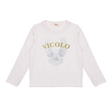 Vicolo Kids T-shirt Panna Lunghe Maniche con Stampa Eagle per Bambine