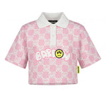 Barrow Kids Polo Rosa con Logo All-Over per Bambine