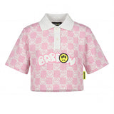 Barrow Kids Polo Rosa con Logo All-Over per Bambine