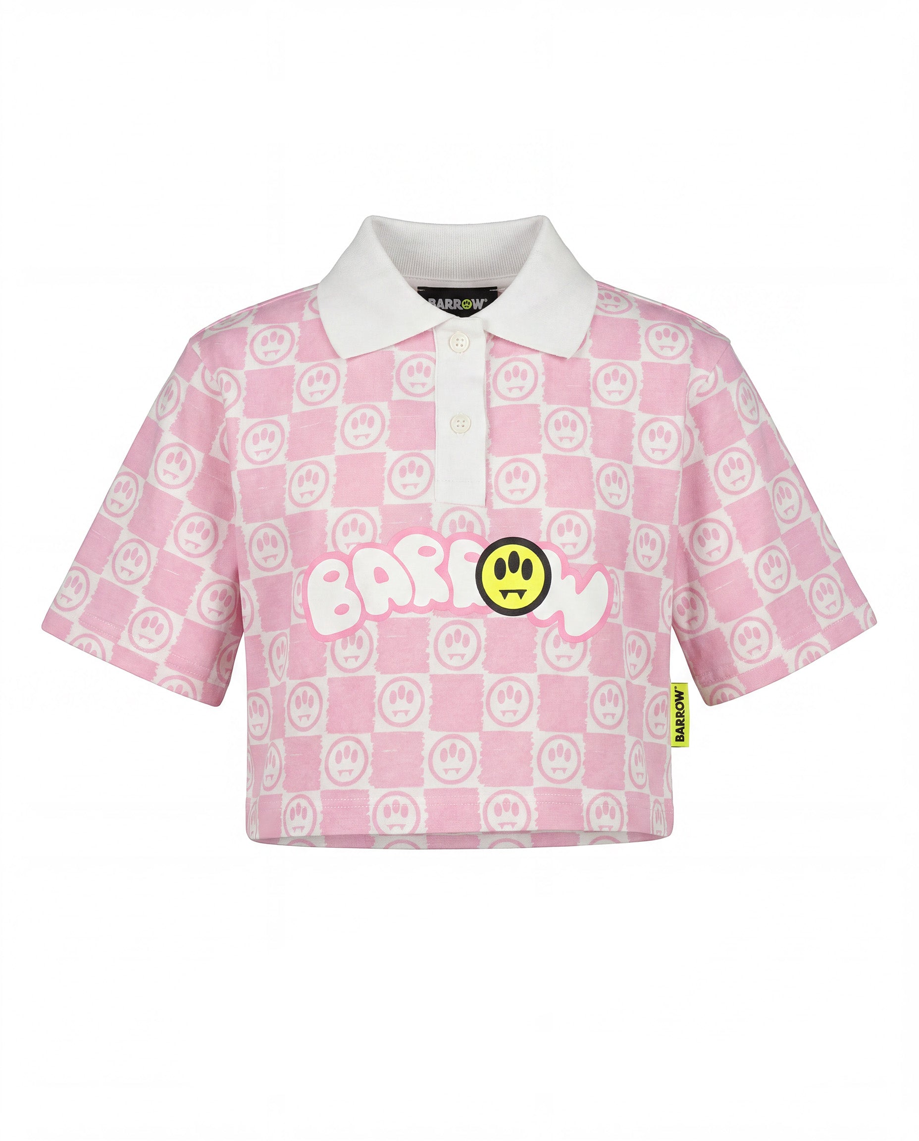 Barrow Kids Polo Rosa con Logo All-Over per Bambine