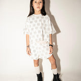 Philipp Plein Kids White T-Shirt with All-Over Rhinestone Logo for Girls