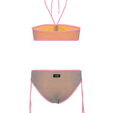 F**K Kids Costume Arancione con Dettagli Rosa per Bambine