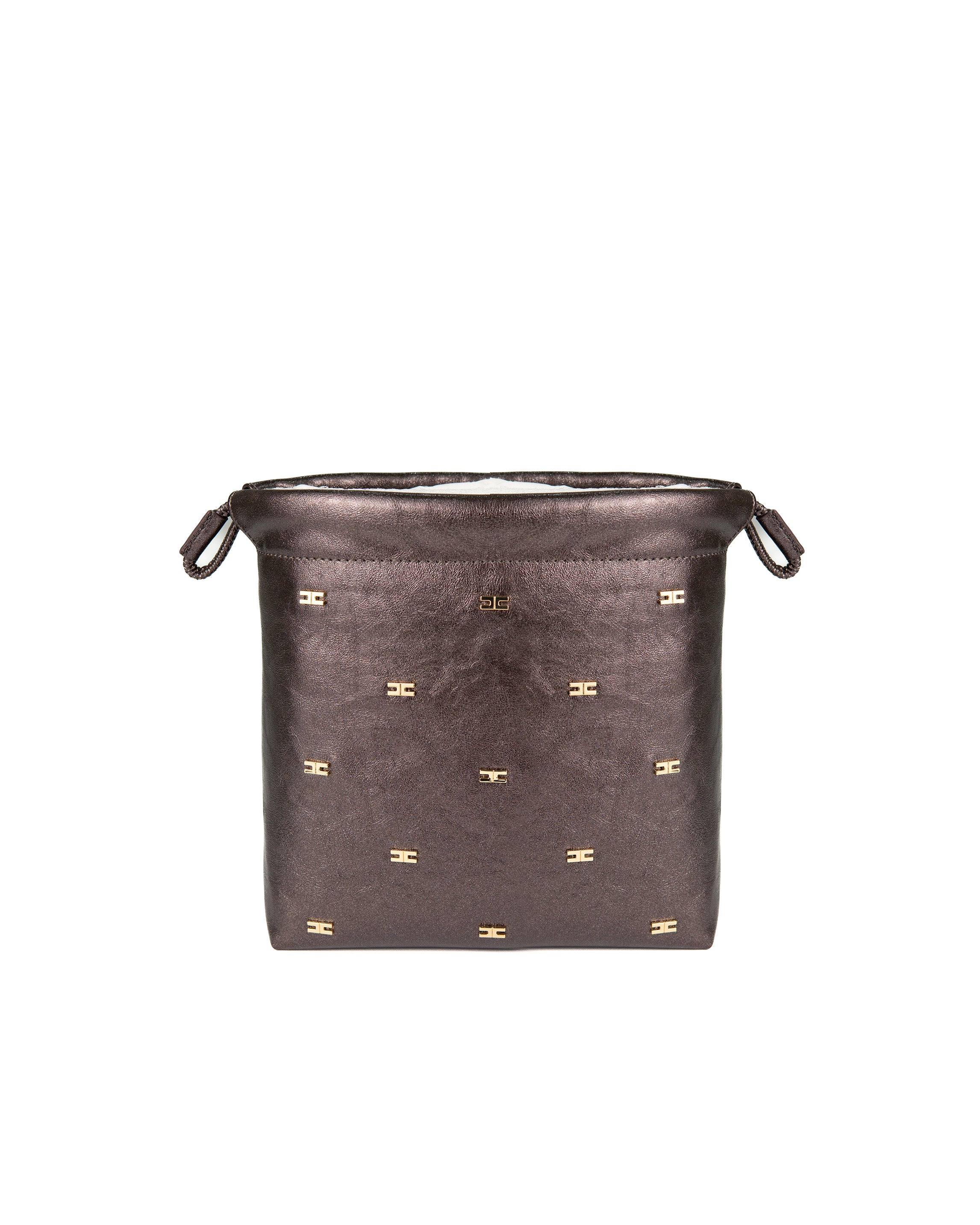 Elisabetta Franchi La Mia Bambina Borsetta Dark Choccolate a Spalla con Tracolla e Motivo Logo All-over per Bambine