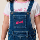Diesel Kids Embroidered Logo Denim Overalls for Baby Girls