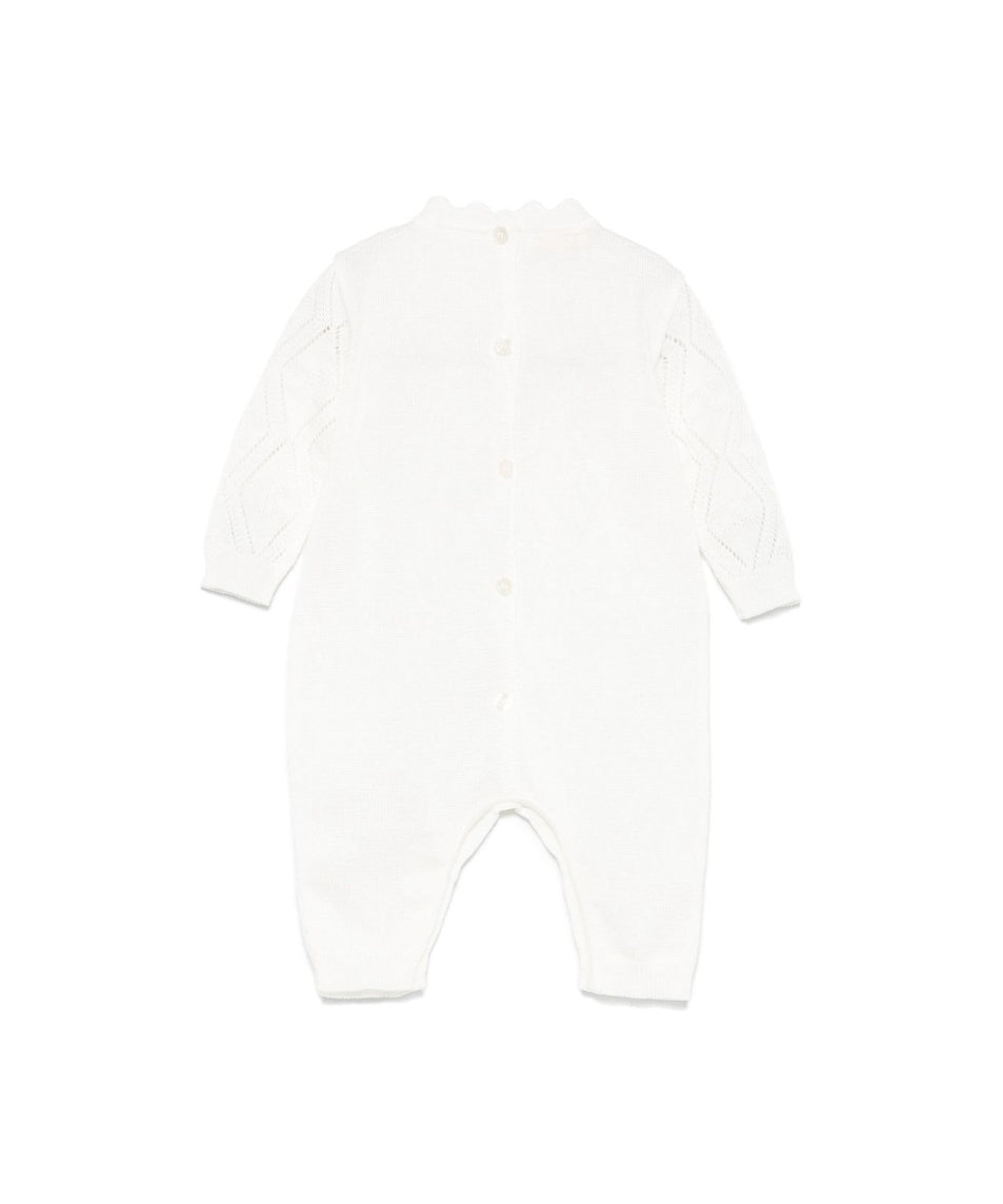 Elisabetta Franchi La Mia Bambina Tutina Panna Pointelle per Neonate