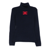 Elisabetta Franchi La Mia Bambina Maglia Dolce Vita Blu Notte con Logo Rosso per Bambine