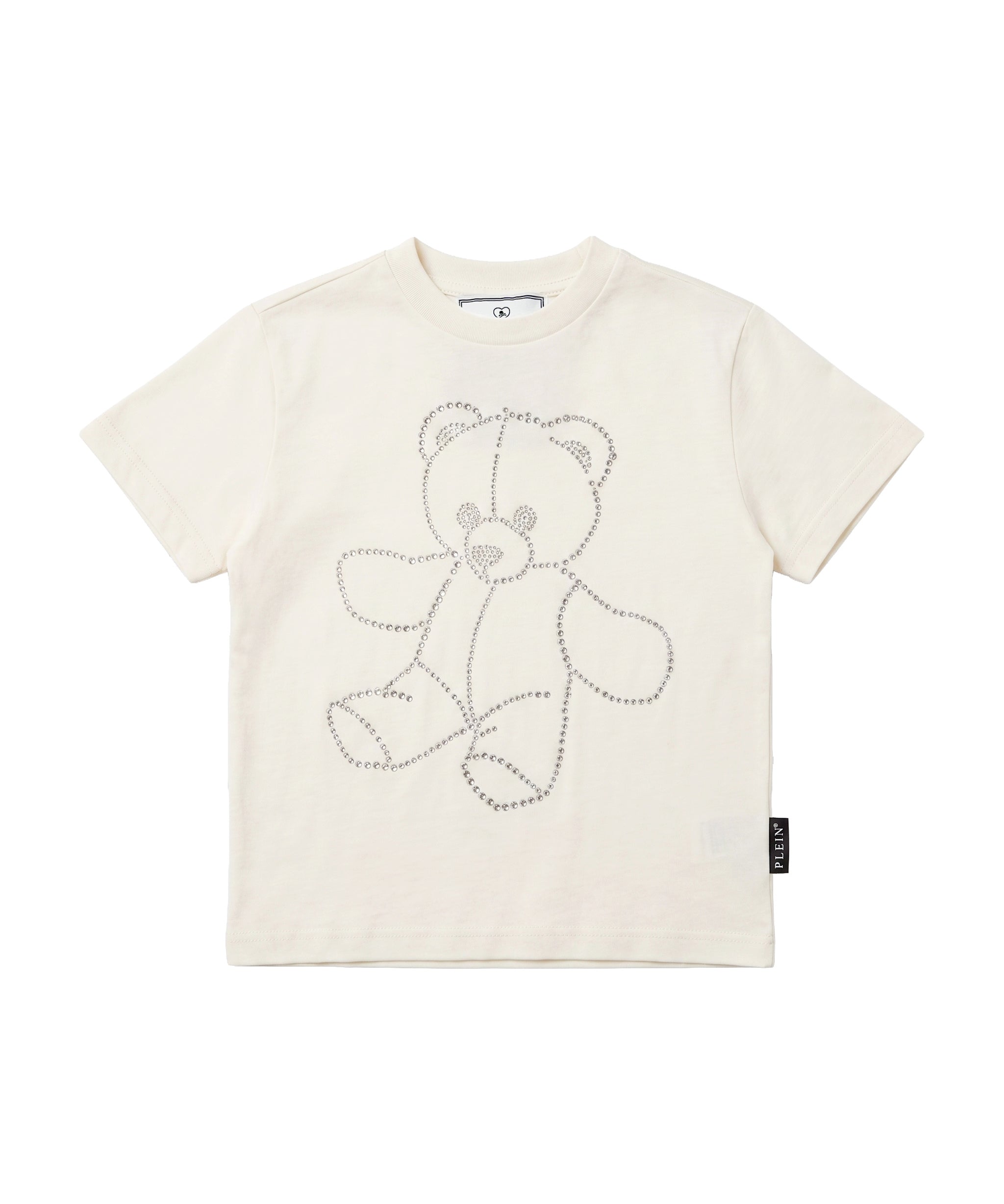 Philipp Plein Kids T-Shirt Panna in Cotone con Teddy Bear di Strass Unisex per Bambini