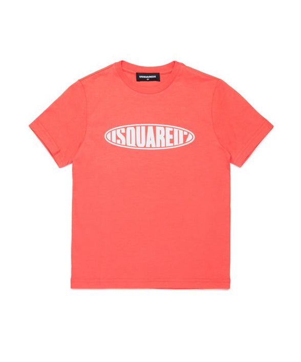 Dsquared2 Kids T-Shirt Corallo con Logo Surf