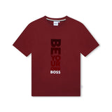 Boss Kids T-shirt Bourdeaux con Stampa per Bambini