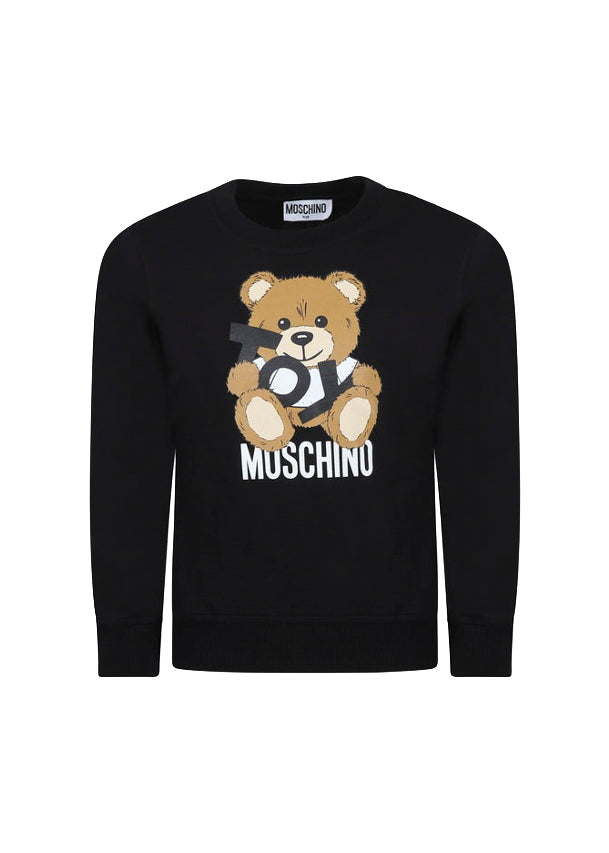 Moschino Kids Felpa Girocollo Nera con Stampa Toy per Bambine