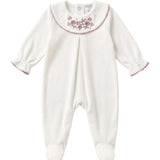 Deolinda Kids Tutina Bianco e Rosa con Ricamo Fiori per Neonate