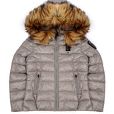 Blauer Kids Giubbino Grigio Nebbia con Cappuccio e Pelliccia Ivory Junior per Bambine
