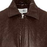Maison Margiela Kids Giacca in Pelle Marrone Scuro Unisex