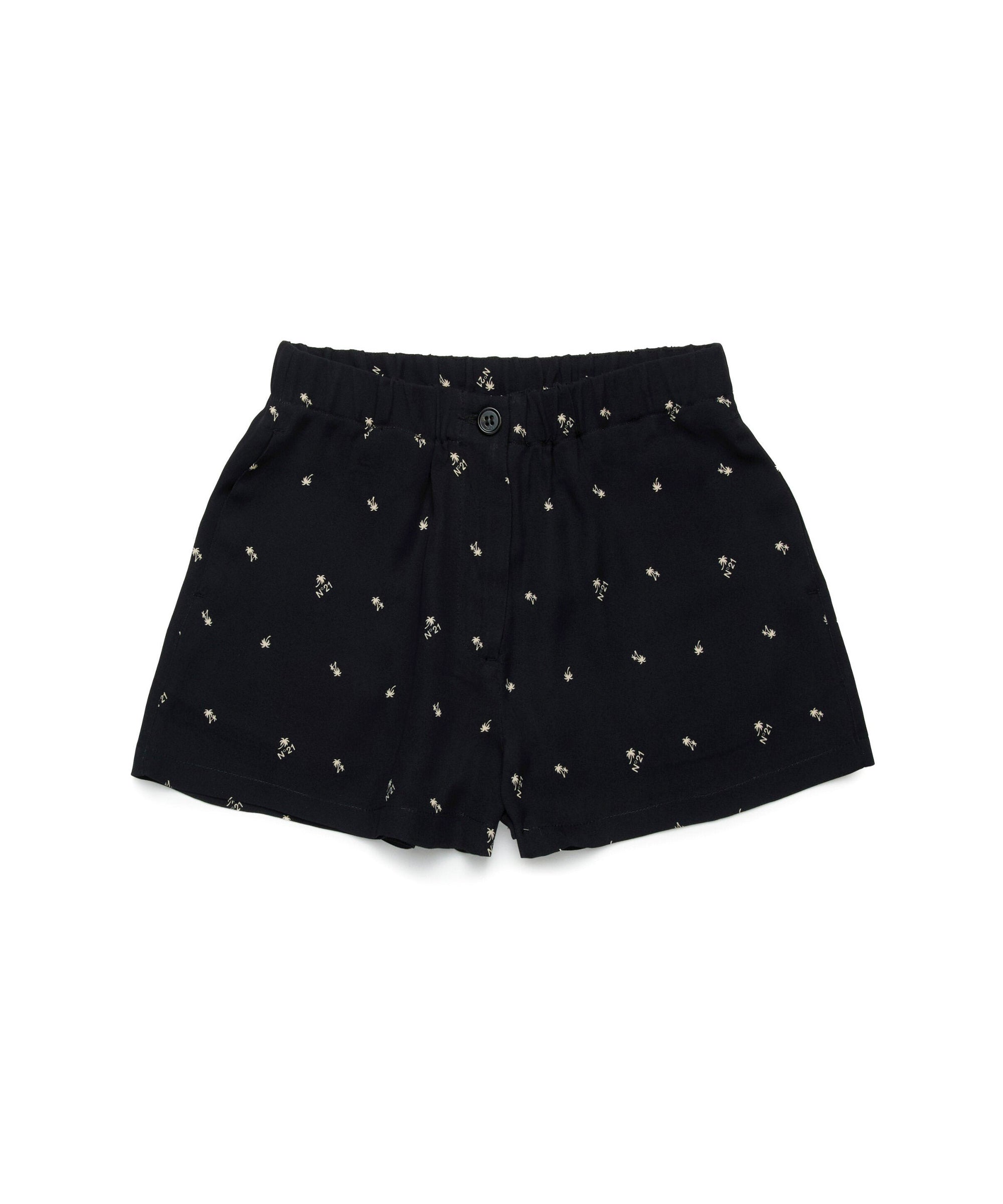 N°21 Kids Shorts Neri All over Palms per Bambine