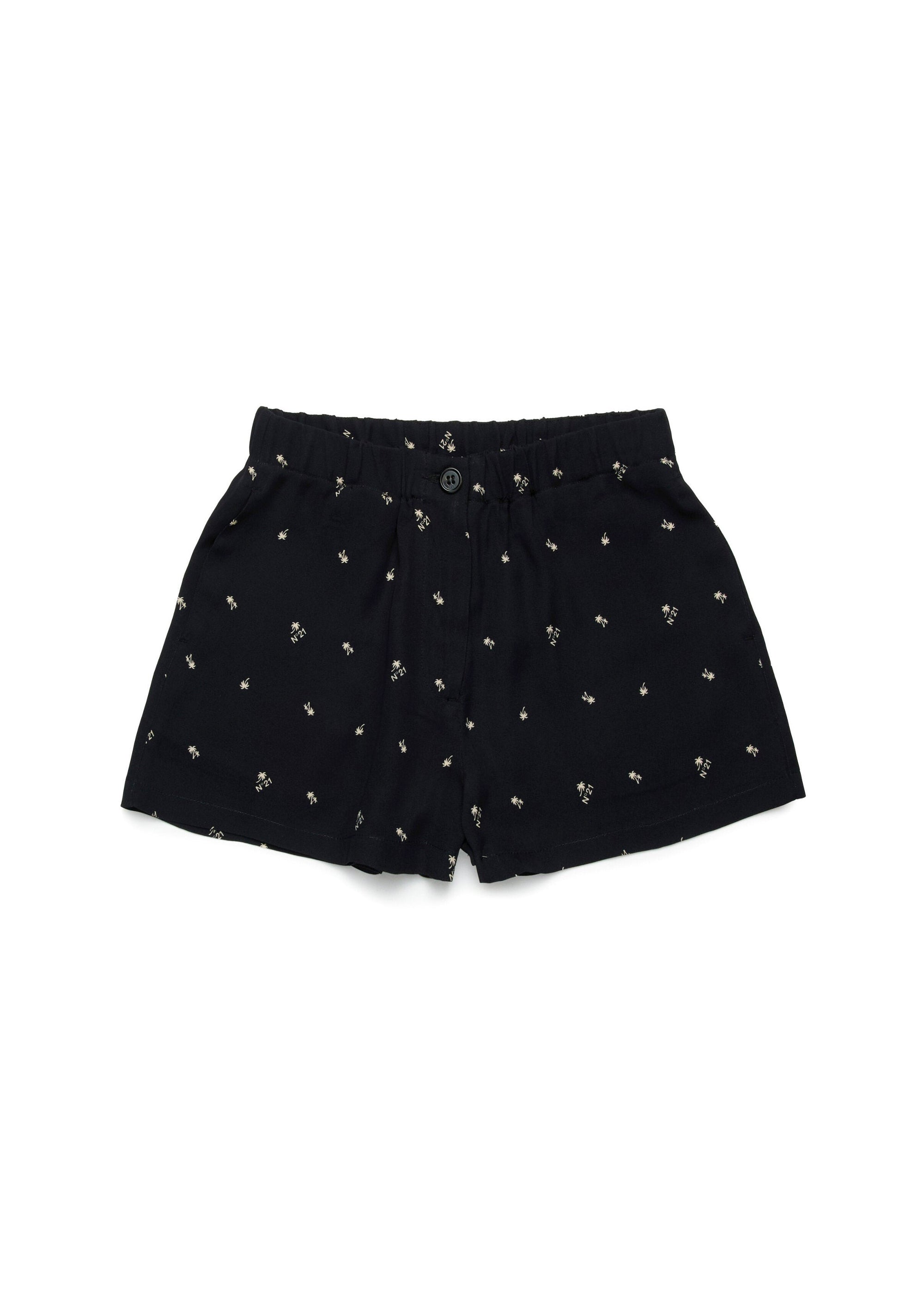 N°21 Kids Shorts Neri All over Palms per Bambine