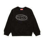 Diesel Kids Felpa Girocollo Nera con Oval D per Bambini