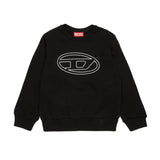 Diesel Kids Felpa Girocollo Nera con Oval D per Bambini