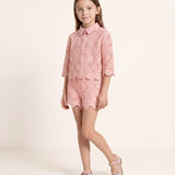Twinset Kids Pink Lace Shirt for Girls
